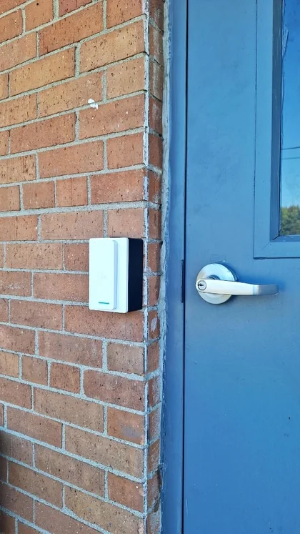 An access control reader at a London Township entrance