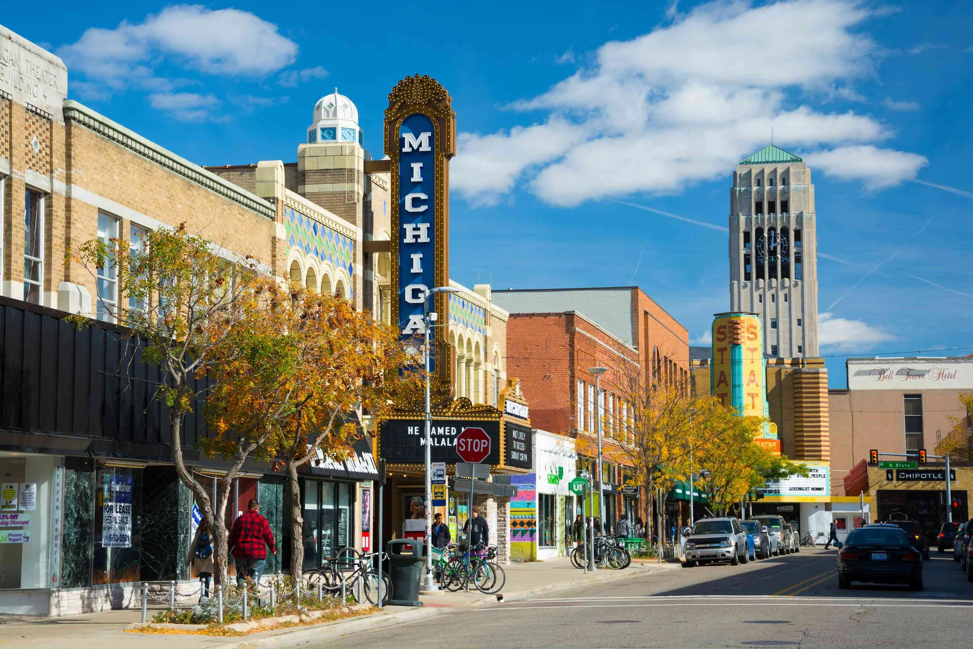 Michigan Theater and downtown Ann Arbor, Michigan